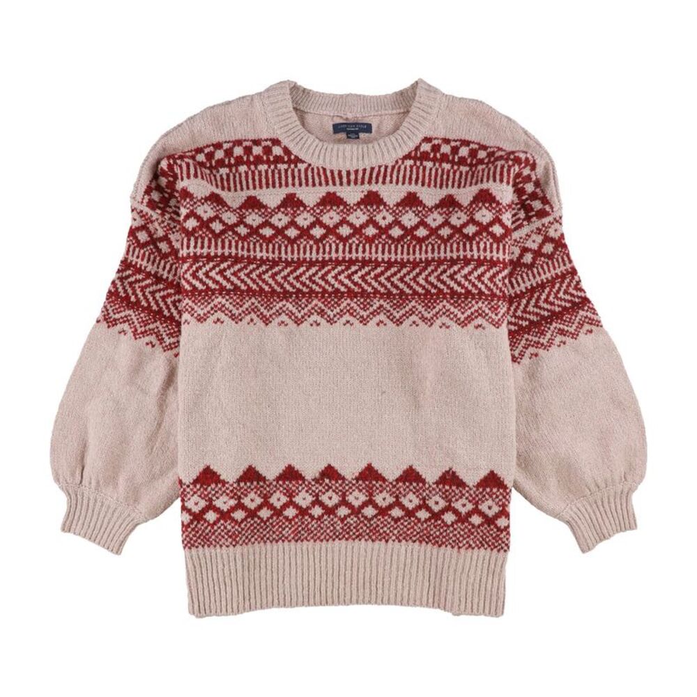 American Eagle Womens Fair Isle Jegging Fit Pullover Sweater, Red, L, DM